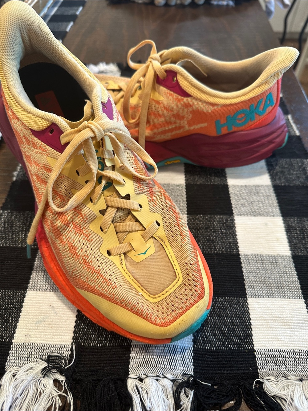 Hoka Yellow Orange Pink Blue Athletic Sneakers